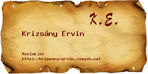 Krizsány Ervin névjegykártya
