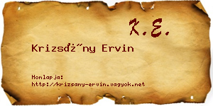 Krizsány Ervin névjegykártya