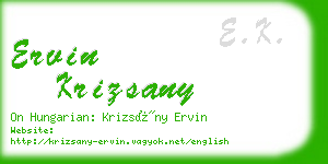 ervin krizsany business card